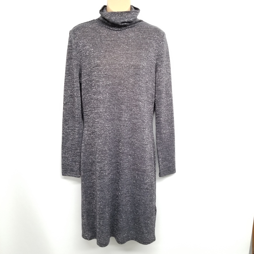 H&M Gray Sparkle Turtleneck Sweater Dress Sz M